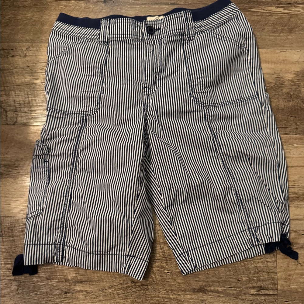 St. John's Bay Women's Striped Bermudas - Black and White